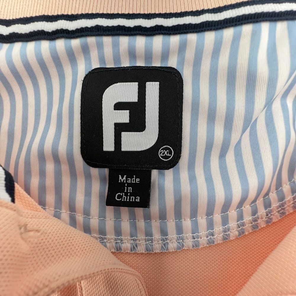 FootJoy FJ Golf Polo Shirt Men's 2XL Peach Pique Knit Stretch - Picture 3 of 5